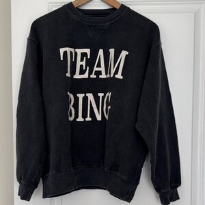 Anine Bing Team Bing Sweatshirt Black Graphic Crewneck | Size Small